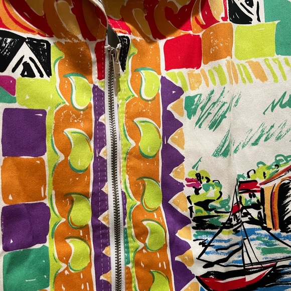 HARVE BENARD Vtg Geometric Vibrant Colorful Zip Jacket Blazer SZ 14 Artsy - Picture 2 of 7